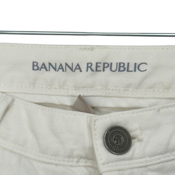 Banana Republic Women Ivory Stretch Denim Skinny Crop Jeans Petite Size 28P - Picture 2 of 12